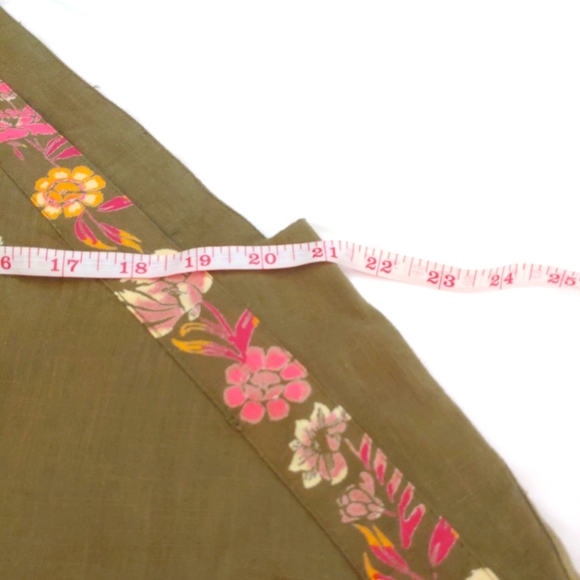 Free People Soft Army Green Pink Floral Print Top Women's Blouse Size Small NWT - Picture 6 of 7